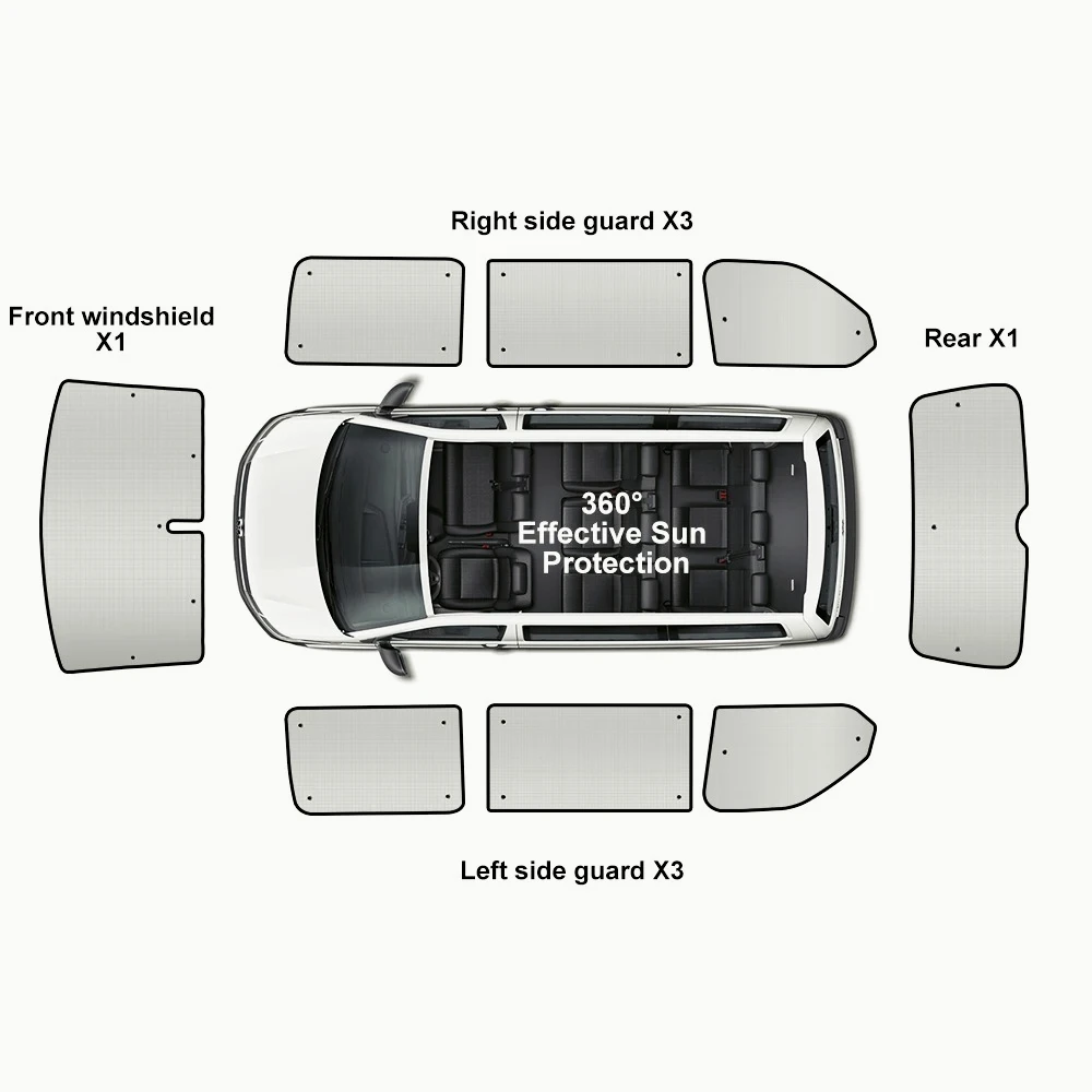 8PC Sun Shade Car Windscreen Thickened Winter for VW T5 T6 SWB Keep Warm Sun Windscreen Protection Internal Thermal Blind Window