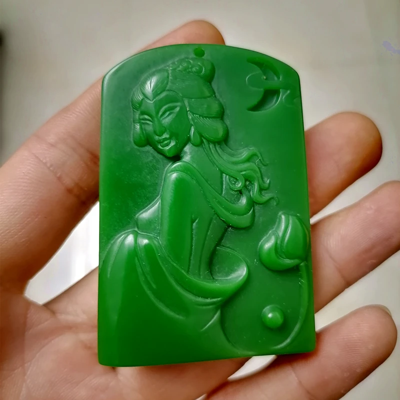 

Natural Green Hand Carved Beauty Jade Pendant Fashion Boutique Jewelry Men's and Women's Ladies Necklace Gift Accessories