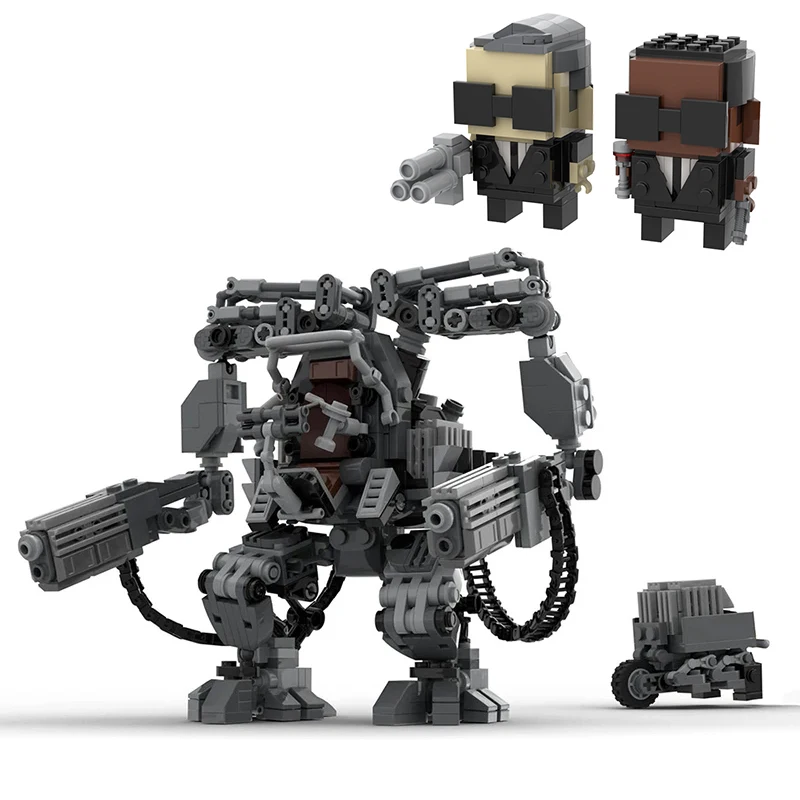 MOC Black Robot APU Classic Movie Building Blocks Assembly Robot Model MOC-137552 Mecha Robot Weapon Brick Toy Holiday Gift