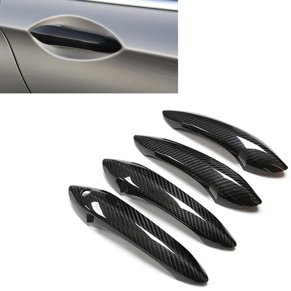 

New！For BMW F10 F06 F12 F07 530i F01 M5 M6 2015 Dry Carbon Fiber Car Exterior Door Handle Cover Trim With Induction Hole