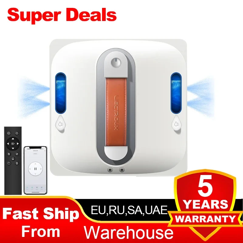 Window Cleaning Robot Liectroux S11,4-Way Water Spray,9Kpa,Home Glass Floor Wall Tiles Cleaner Robot,Strong Vacuum,Smart Memory