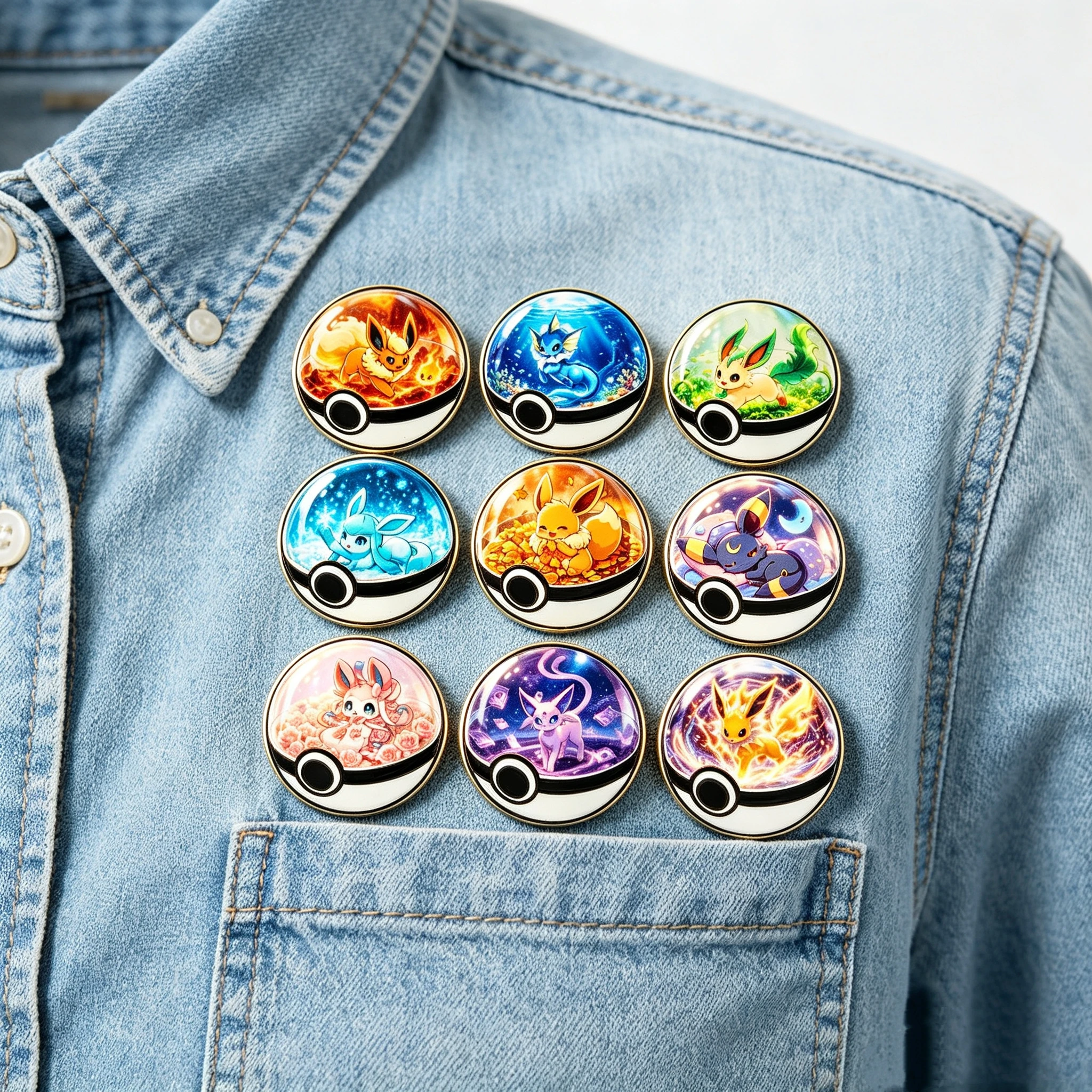 9-teiliges Set runder Ball-Kreatur-Cartoon-Emaille-Anstecknadeln, niedliche Tier-Metallabzeichen mit verschiedenen Elementen, Dekor-Broschen für Rucksack & Jacke – Detail 6