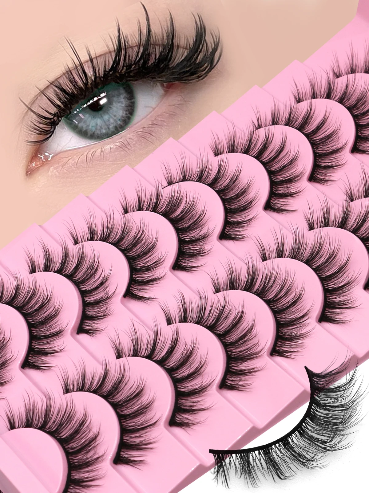 

Fluffy Manga Eyelashes Dramatic Smoky Cat Eye Lashes Natural Long Lashes Soft Faux Mink Lashes Flawless Makeup Look