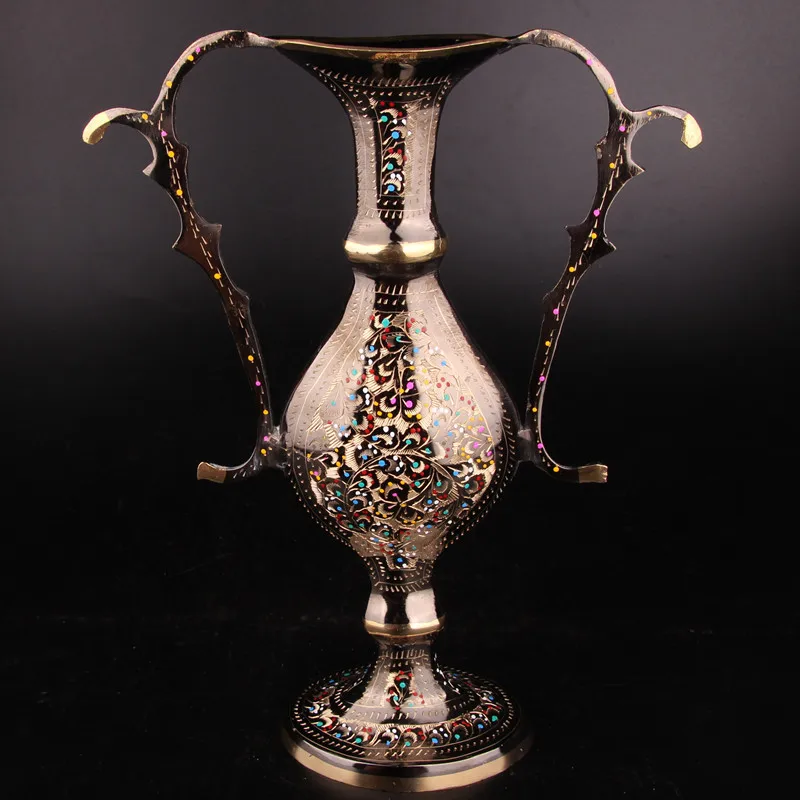 HYS pure copper hand-carved vase, special craft gift, home furnishings, brass vase