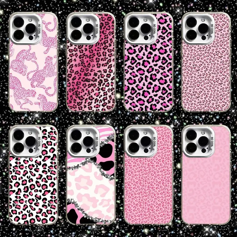 

Pink Leopard Pattern Phone Case For iPhone 16,15,14,13,12,11,Pro,XS,Max,Plus,Mini,SE White Candy Matte Shockproof Cover