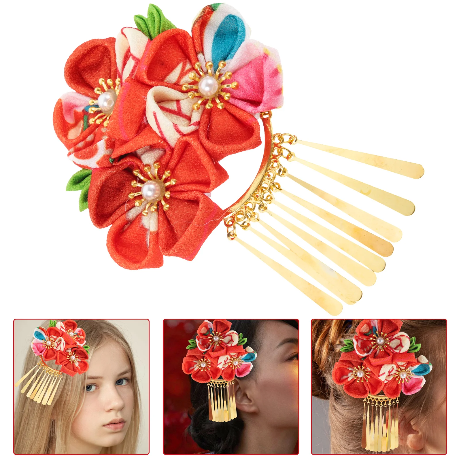 

1PC Japanese Style Hairpin Flower Tassel Hair Clips Kimono Hair Accessories for Women Hairpin Headdress Barrettes Hairpins