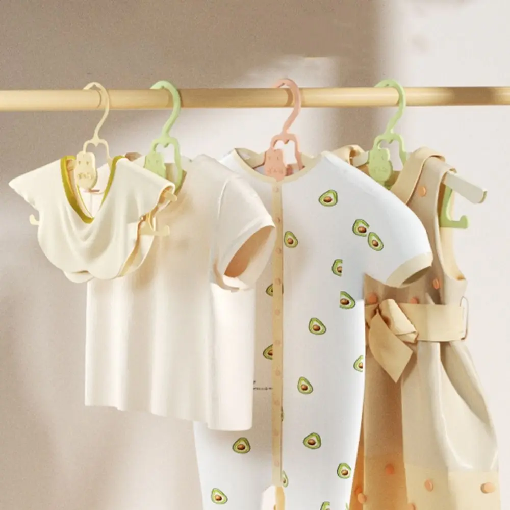 

10Pcs Portable Plastic Telescopic Baby Hangers Non-slip Space Saving Child Clothes Hanger Windproof Clothes Organizer for Home