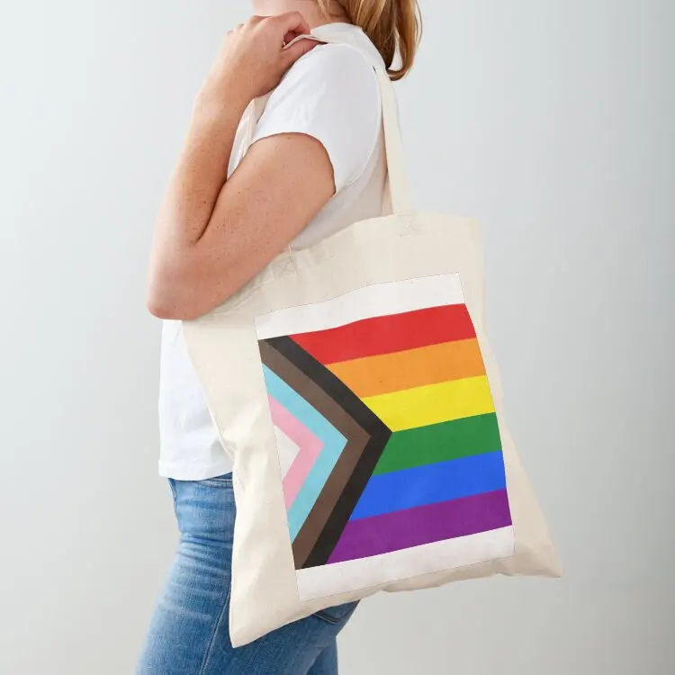Progress Pride Flag Tote Bag Handbags tote bag woman Beach bag shopper women canvas