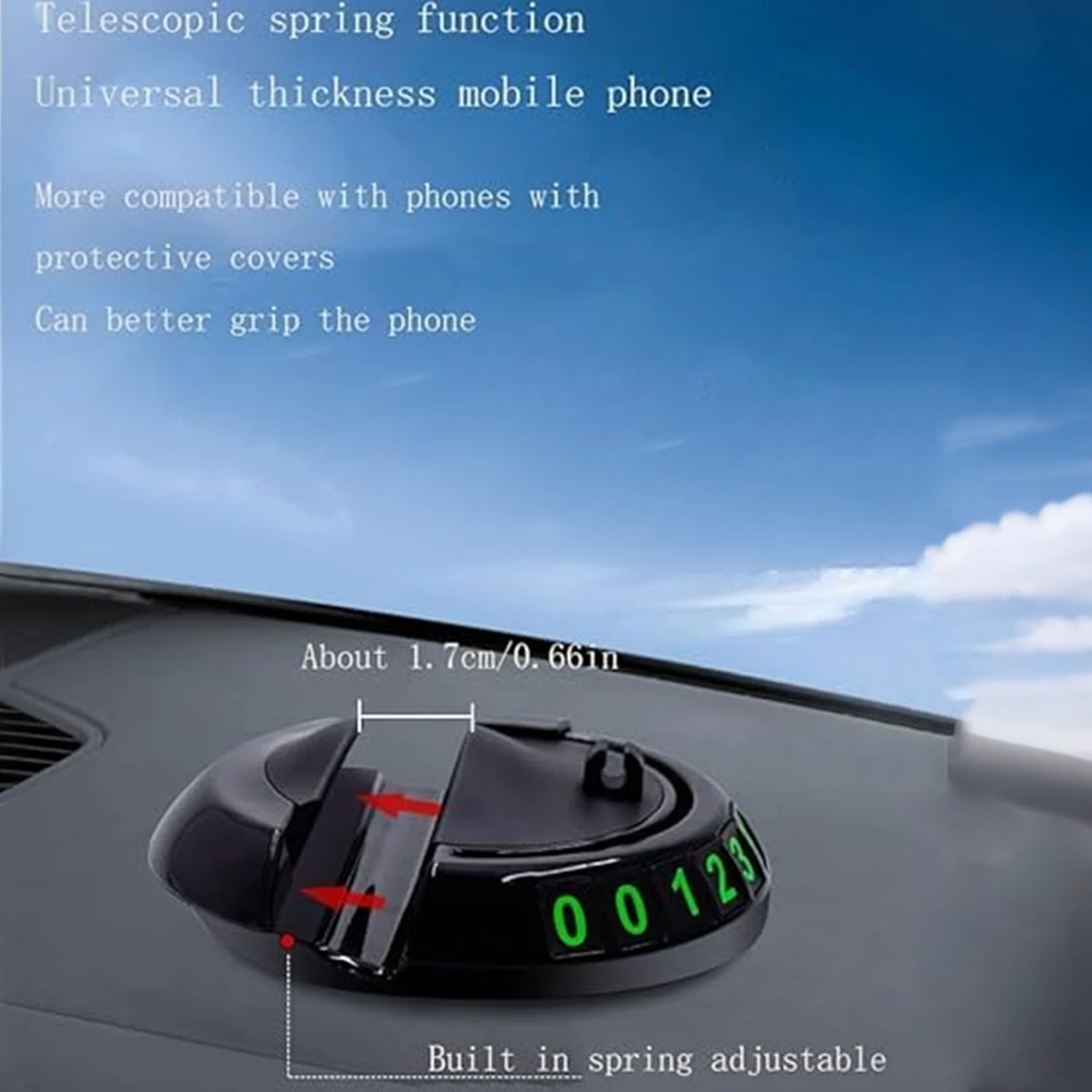 Luminous Car Parking Number Plate Anti-Slip Mat, Multifunctional Dashboard Phone Holder Pad for Vehicle Interior - view 2