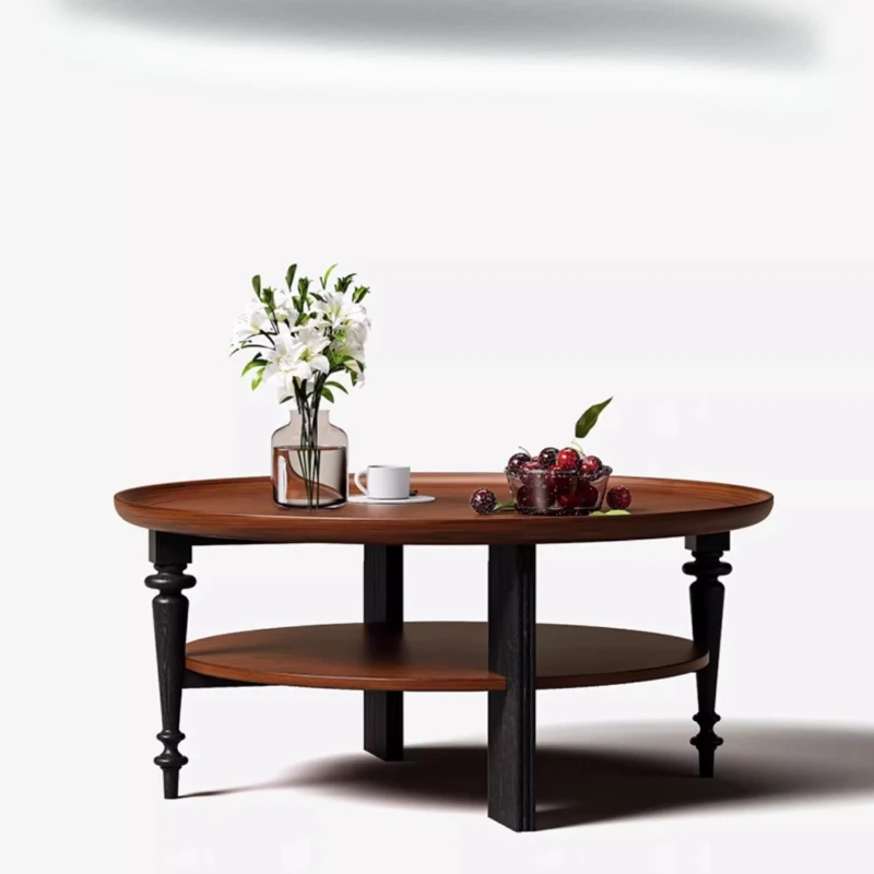 

Coffee table French retro solid wood coffee table small apartment American medieval living room
