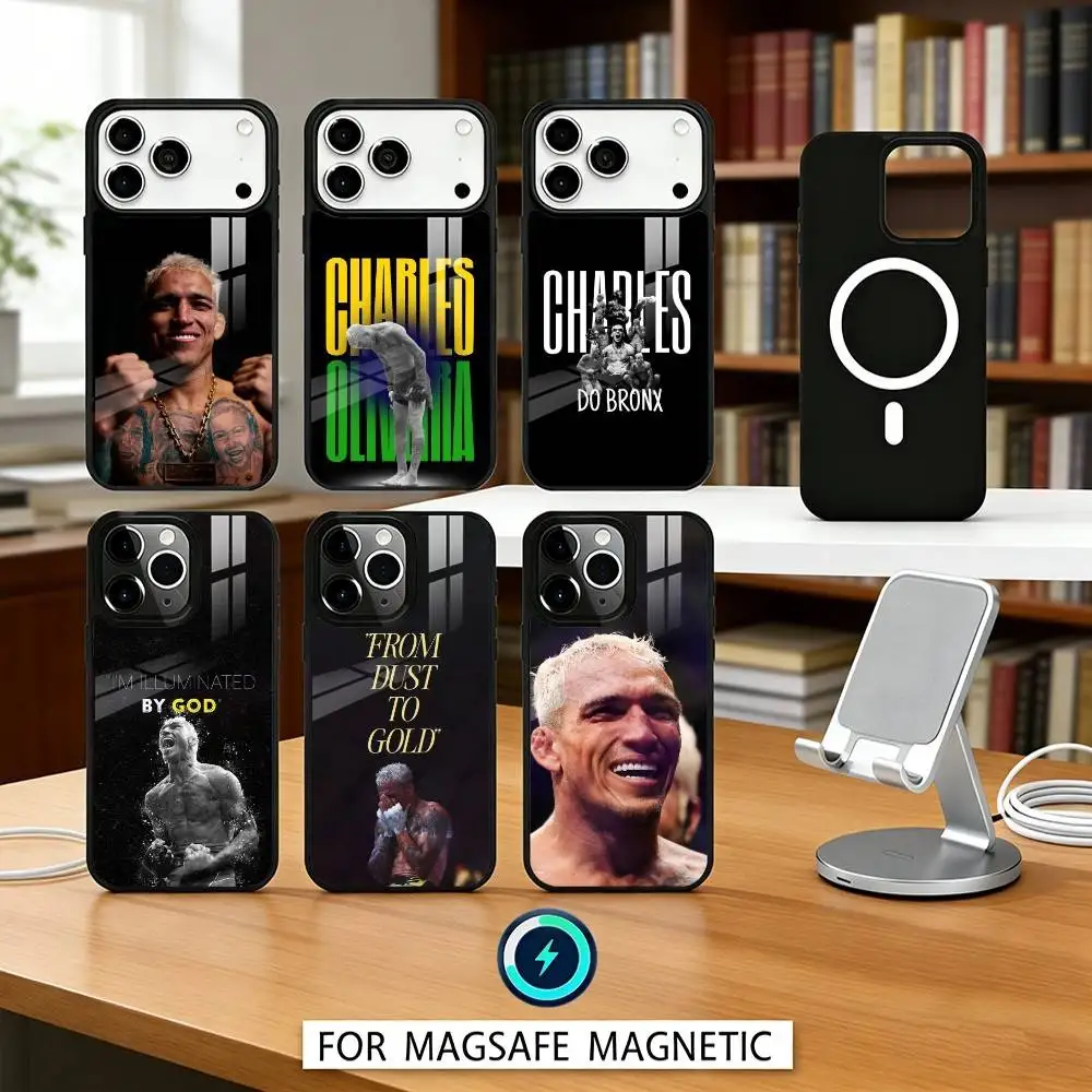 

F-Fighter C-Charles Oliveira Do Bronx Phone Case Magnetic For iPhone17 16 15 14 13 12Pro Max For Magsafe Wireless Charging Cover