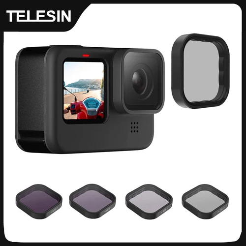TELESIN ND8 ND16 ND32 CPL juego de filtros de lente marco de aleación de aluminio para GoPro 12 Hero 12 11 11 9 cámara de acción negra lente ND CPL