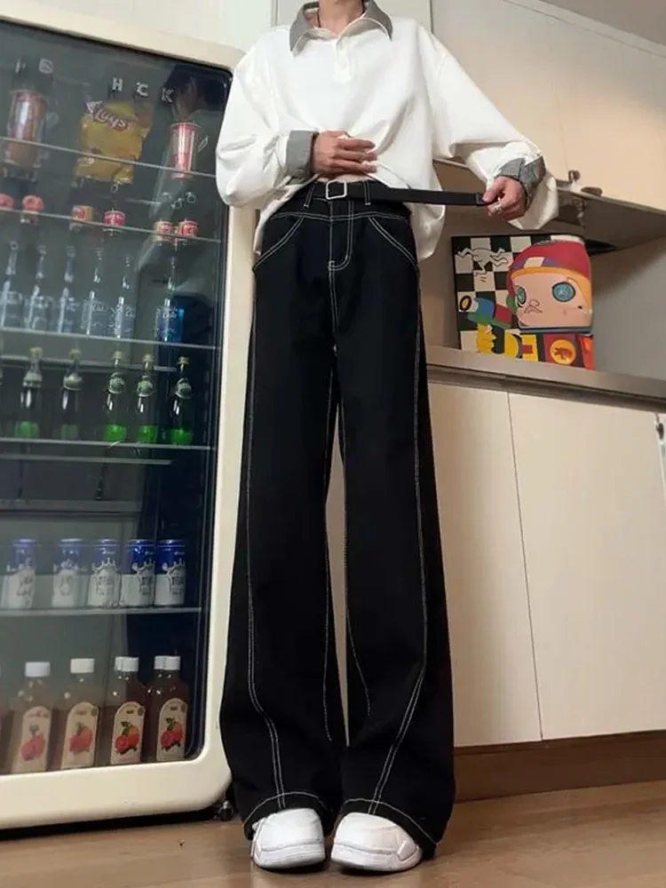 

Bla Original Denim Jeans Men's American High Street Vibe Straight Leg Wide Leg Knife Micro Flare Pants Cotton Blend