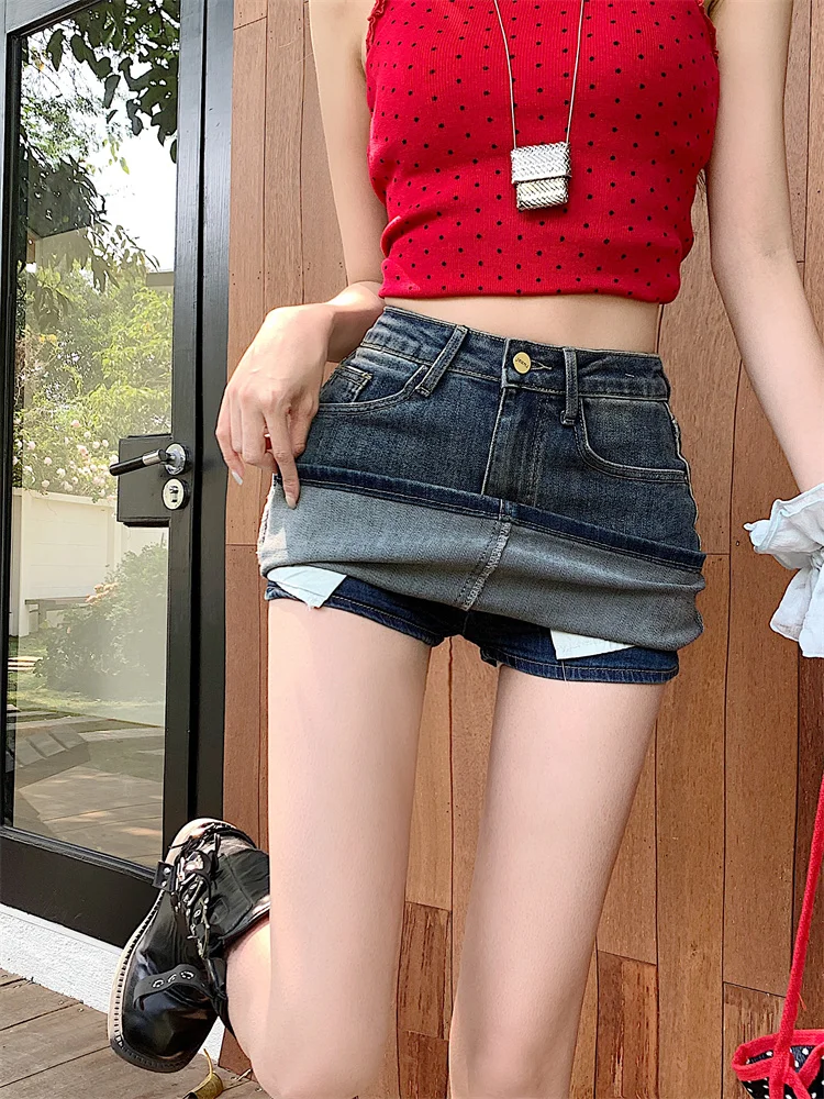 plus Size American Retro Denim  Skirt Women's Slim Fit High Waist Bodycon ort Skirt Tight Fit f Body Skirt
