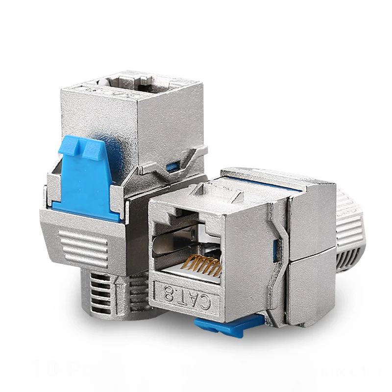 ZoeRax Zestaw 12/24 szt. bez narzędziowych złączy Keystone RJ45 ekranowanych STP, adapter modułowy CAT6A CAT7 CAT8 ze stopu cynku do płyt ściennych i patch paneli — zdjęcie produktu 7