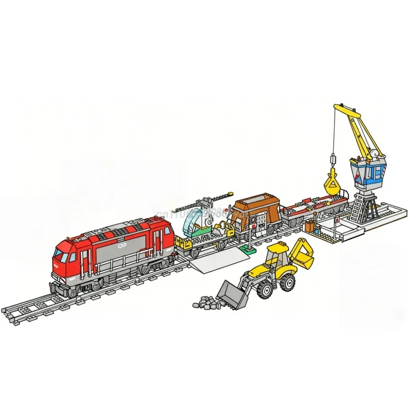 

984PCS freight train remote control version electric version track building block model toy adult Christmas birthday gift