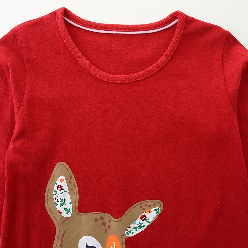 Little maven Baby Girls Kids Clothes Children\'s Clothing Autumn 2024 Cartoon Deer Long Sleeves T-shirt Spring Cotton Tops