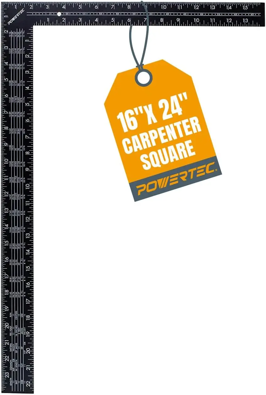 

16x24 Inch Steel Carpenter Square with Rafter Tables, Right Angle Ruler for Woodworking and Construction