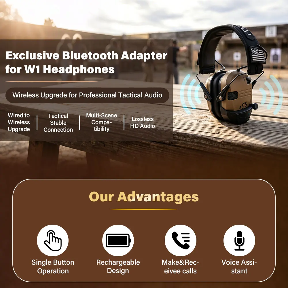 2026 New W1/W3 Outdoor Hunting Active Noise Reduction Hearing Protection Earmuffs Tactical Electronic Shooting with BT Adapter