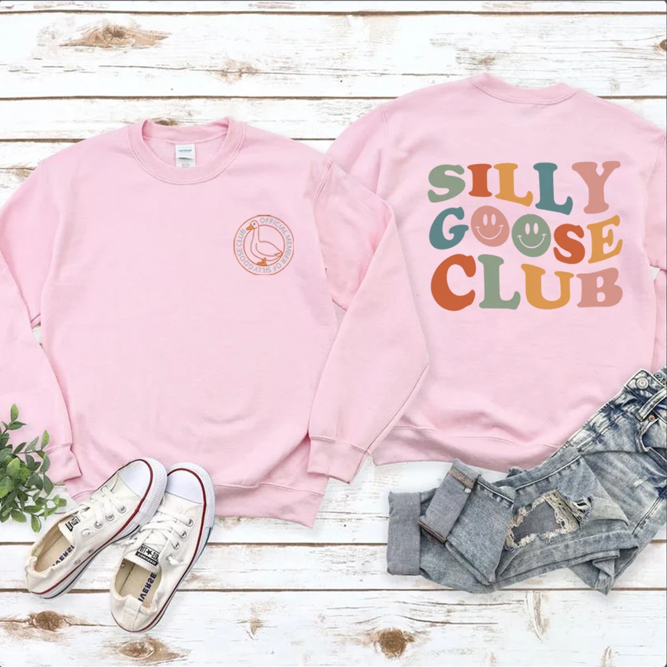 Niedliche dumme Gans Club Sweatshirt dumme Gans doppelseitige T-Shirt kawaii Gans Shirt alberne Gans Universität Kleidung Jungs Geschenk