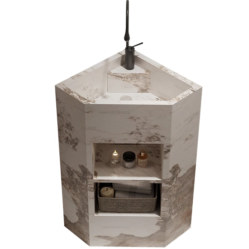 

Треугольная раковина-колонна из каменной плиты, угловой умывальник, небольшой бытовой напольный умывальник