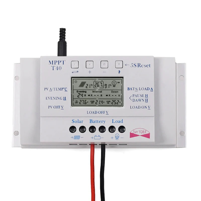 MPPT PWM 40A Solar Charge Controller 12V 24V Auto Solar Panel Regulator Solar Battery Charger Dual Timer