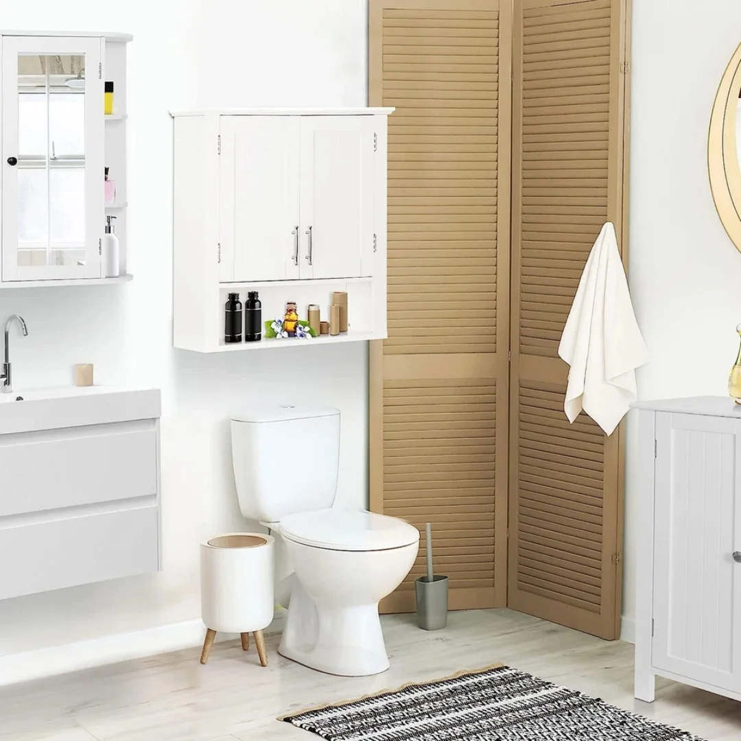 Bathroom Wall Cabinet Over Toilet Storage Medicine Cabinet w/2 Doors and Shelves