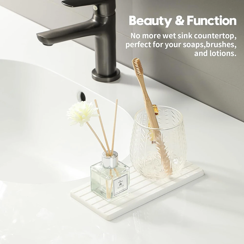 Quick-Dry Diatomite Coaster for Cups & Soap, Non-Slip Absorbent Pad, Bathroom Kitchen Counter Mat 6 Color Options