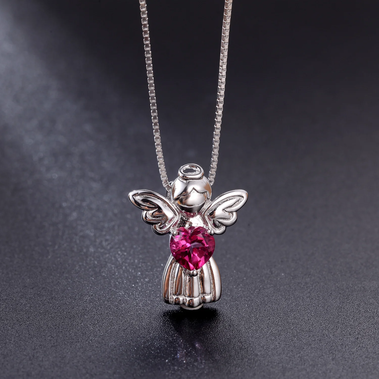 genuine Luxury brand real jewels Design S925 Silver Pendant inlaid with natural color crystal Angel Necklace high quality