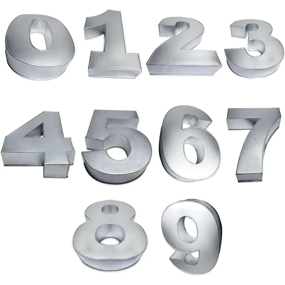 

Number Individual Cake tins 10x8x2.5 Inches for Baking and Birthday, Wedding Anniversary & Parties, Metallic Cake molds (0 to 9