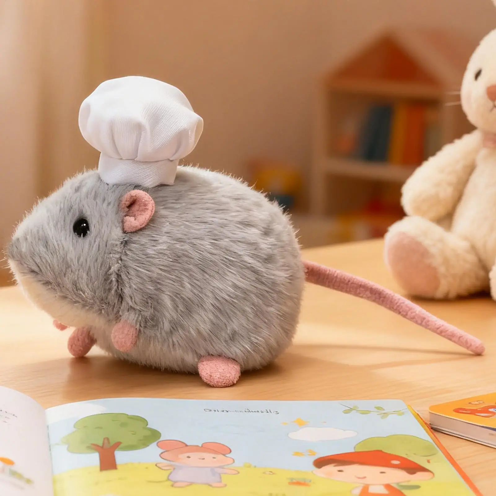 Mouse Stuffed Animal Chef Mouse Plush Squeeze Toy Fidget Stuffed Animal Desk Ornament for Office Workers Students Kids Adults