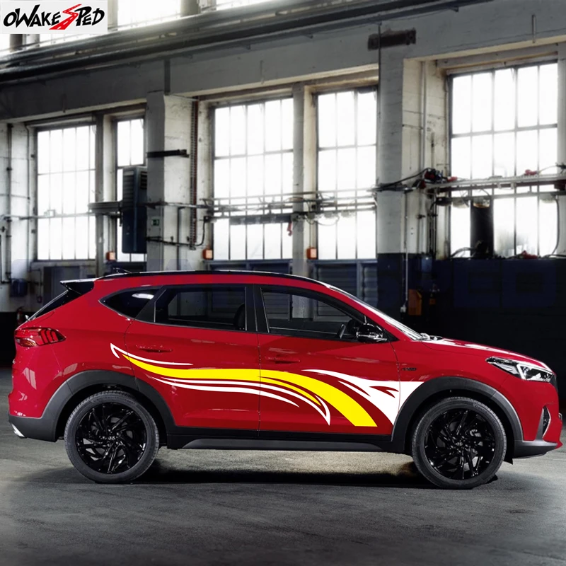 

Car Door Side Sticker Fire Graphics For Hyundai Tucson Accessories Auto Tuning Long Stripes Decoration Vinyl Film Decor Decals