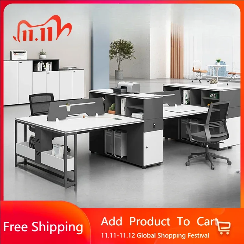 

High Quality Light Luxury Office Desk Minimalist Mobile Student Shelves Office Desk Designer Study Metal Escritorio Furniture