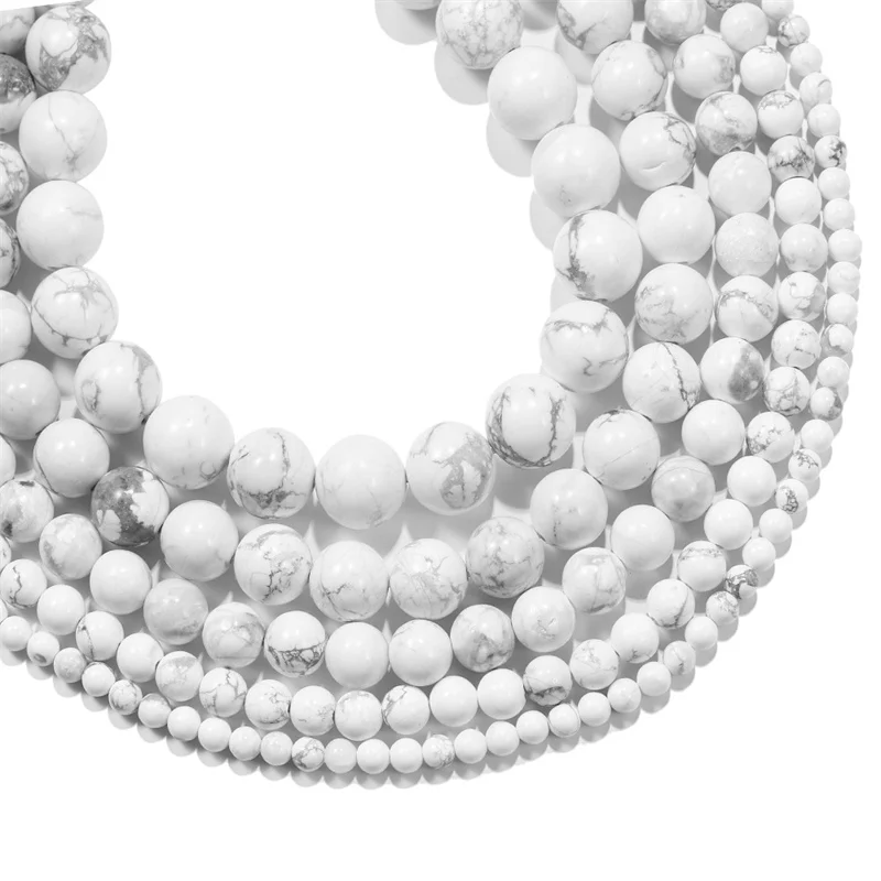 Natural Stone White Howlite Turquoise Round Loose Beads 15
