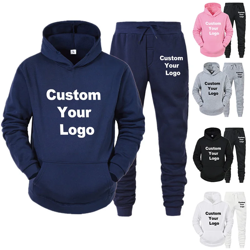 

Custom Logo Men's Sets Hoodies+Pants Tracksuits Solid Pullovers Jackets Sweatershirts Sweatpants Hooded Streetwear Outfits