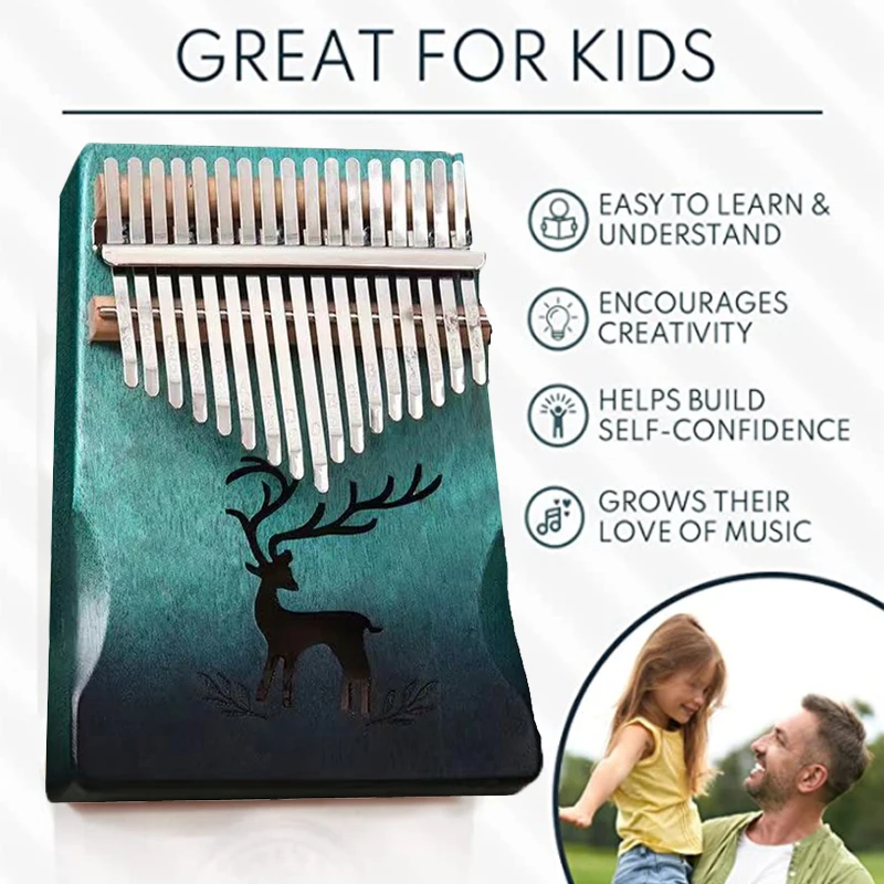 Professional 17 Keys Thumb Piano Kalimba,Body Musical Instruments With Accessories For Adults Kids ,Creative Music Box For Gifts