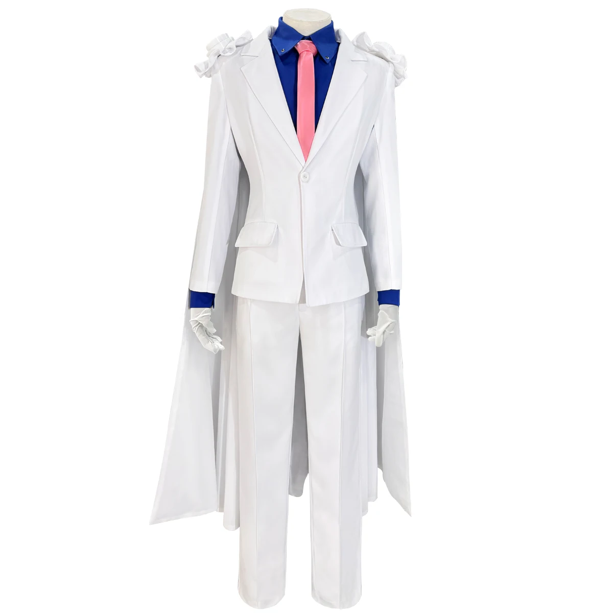 HOLOUN Anime Kuroba Kaito Cosplay Kostüm Weißer Umhang Anzughose Dunkelblaues Hemd Rote Krawatte Halloween Weihnachten
