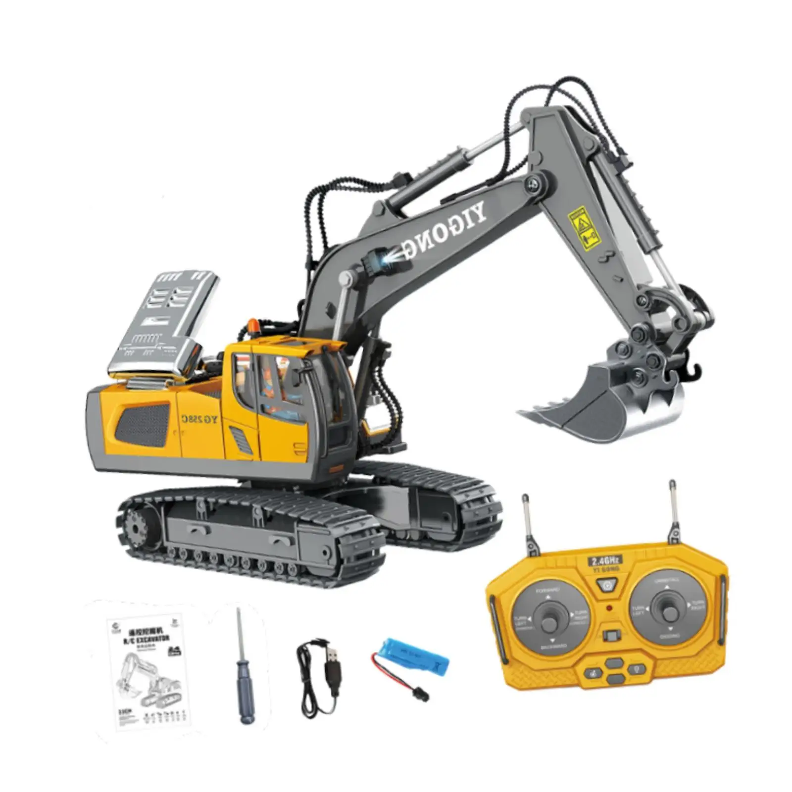 RC Excavator Toy 1/20 2.4G Gift Construction Toy for 3 4 5 6+ Year Old Boys