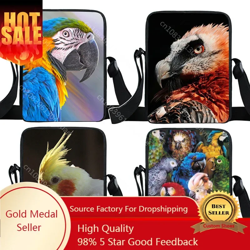 

Parrot Bird Print Crossbody Bags Conure Cockatiel Scarlet Macaw Birder Shoulder Bags Teenage Messenger Bag Travel Handbag Gift