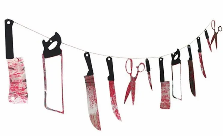 

Halloween prop haunted house decor torture bloody Body tools Severed Body Parts garland banner Gory Party Hanging flags Decorati