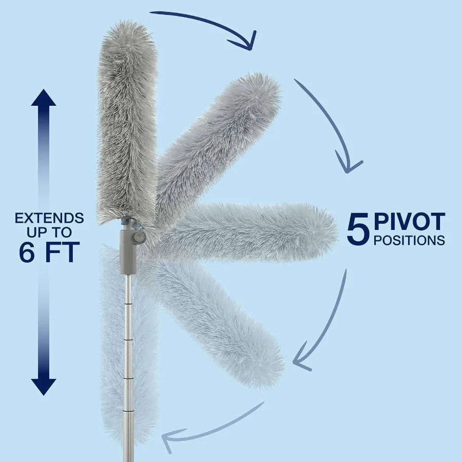 Sistema de pó de alto desempenho com 1 alça extensível 3 espanadores descartáveis 1 espanador reutilizável e 1 saco de armazenamento para eficiente