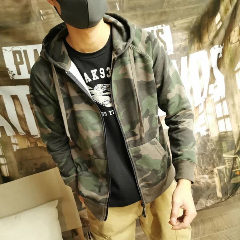 

Man Hoodies with Zipper Loose Sweatshirts for Men Camouflage No Brand Pastel Color Novelty and High Quality Harajuku Fashion S
