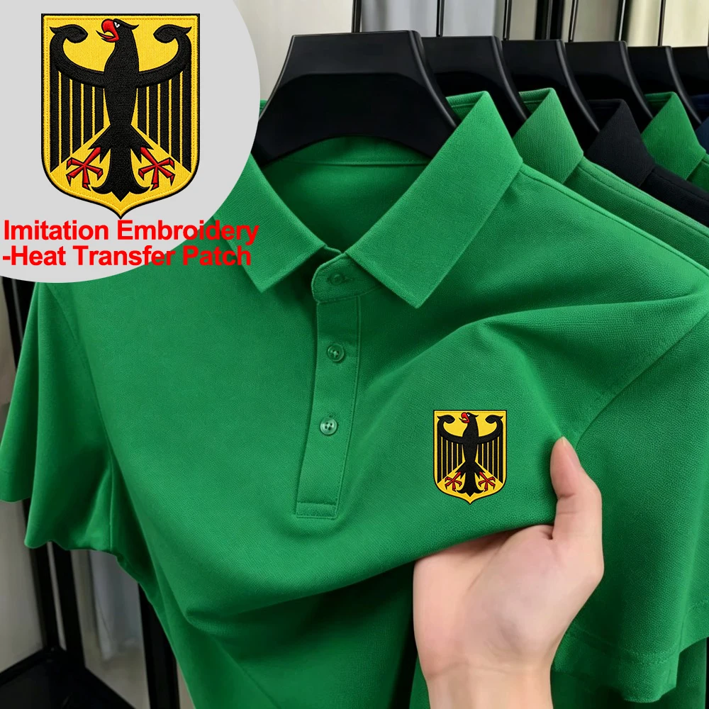Poloshirt mit Wappen von Deutschland, für Herren, lässig, bequem, mit Revers, Basic-Kurzarm-T-Shirts, Sommer, sportliche Herrenkleidung