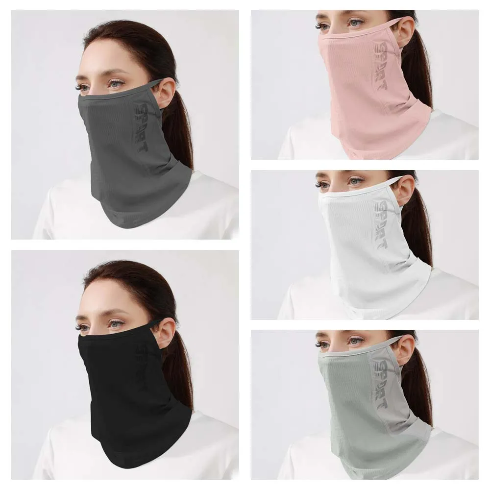 

Sun Proof Bib Ice Silk Mask Neck Wrap Cover Face Shield Sunscreen Face Scarf Summer Face Scarves Solid Color Neck Wrap Cover