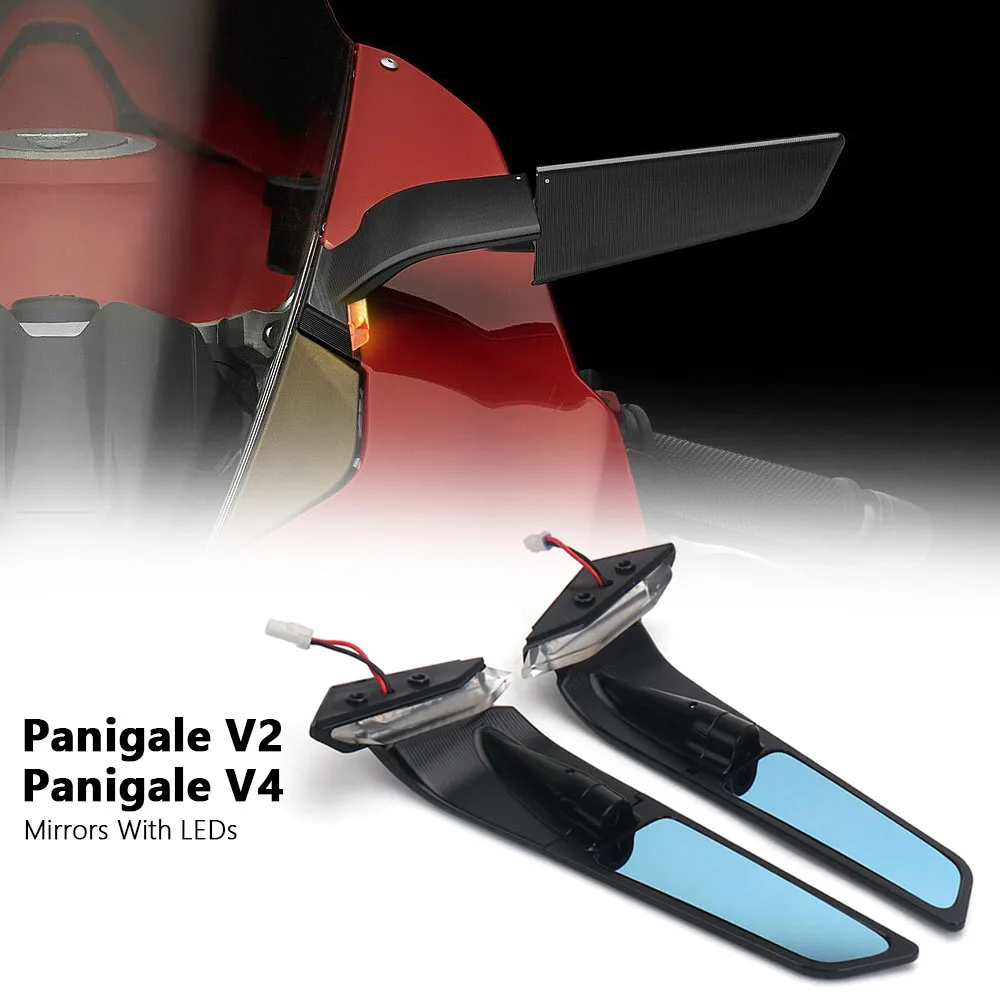 Motorcycle Rearview Mirrors with LED Rotating Adjustable Wing Mirrors For Ducati Panigale V2 2020-2023 PANIGALE V4 2019-2022