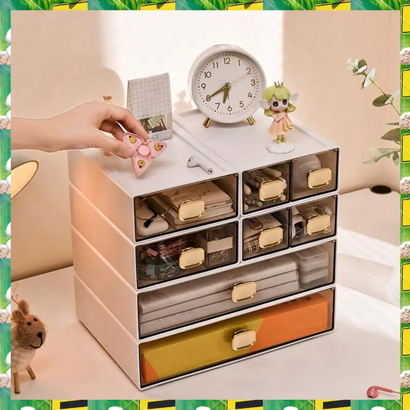 3C Electron 8016 Desktop Ins Multi-Stacked Storage Box Dormitory Desk Transparent Drawer Student Stationery Office Small Hand Bo