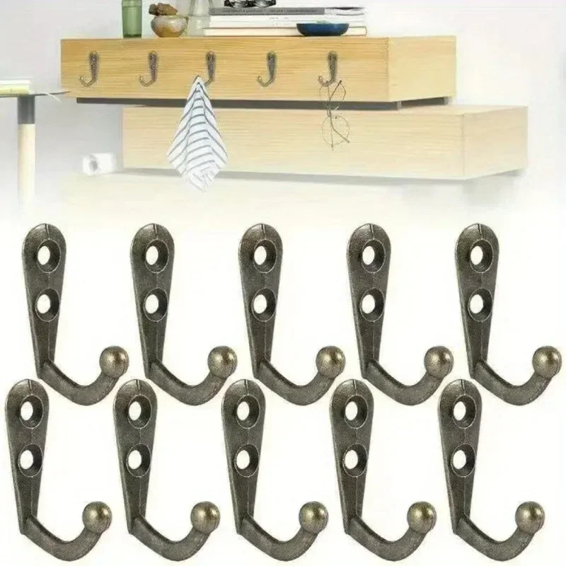 2-50PCS Lot Vintage Wall Mounted Single Prong Hook Retro Mini Size Bronze Hangers for Clothes Keys Hat Towel Robe Bathroom Hooks