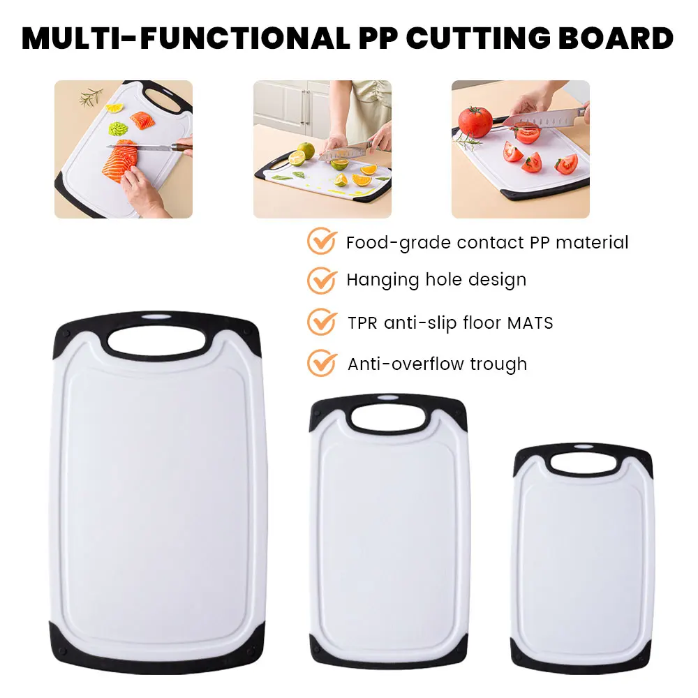 

3PCS Plastic Cutting Board Antibacterial and Mildew Cutting Board Kitchen Fruit Meat Vegetable Cutting Board Portable Chopping