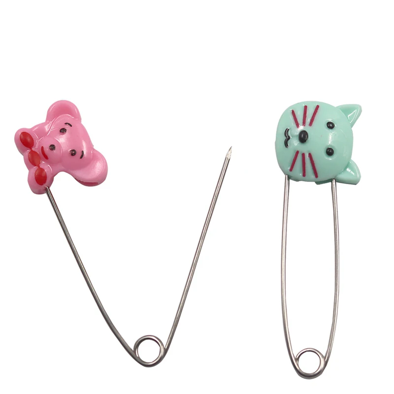 10Pcs Stainless Steel Safety Pins Kids Cloth Nappy Locking Brooch Buckles Baby Care Shower Diaper Clips Holder DIY Craft