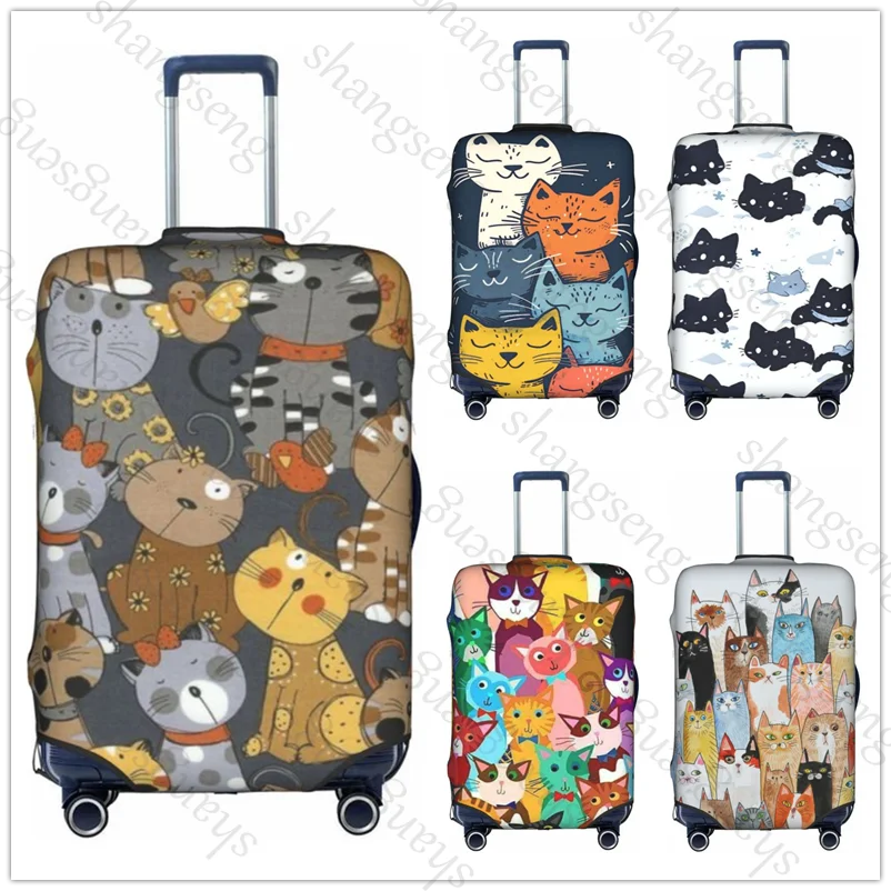 

funny Cute Cat Pattern Travel suitcase protective case, suitcase cover, elastic protection, washable Luggage cover, 18-32 in